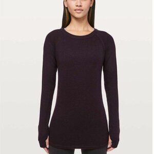 Lululemon Sit in Lotus Long Sleeve Pullover Sweater in Black Cherry 6 8